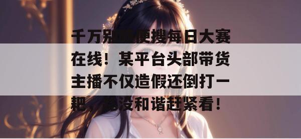 千万别随便搜每日大赛在线!某平台头部带货主播不仅造假还倒打一耙,趁没和谐赶紧看! 千万别随便搜每日大赛在线!某平台头部带货主播不仅造假还倒打一耙,趁没和谐赶紧看!